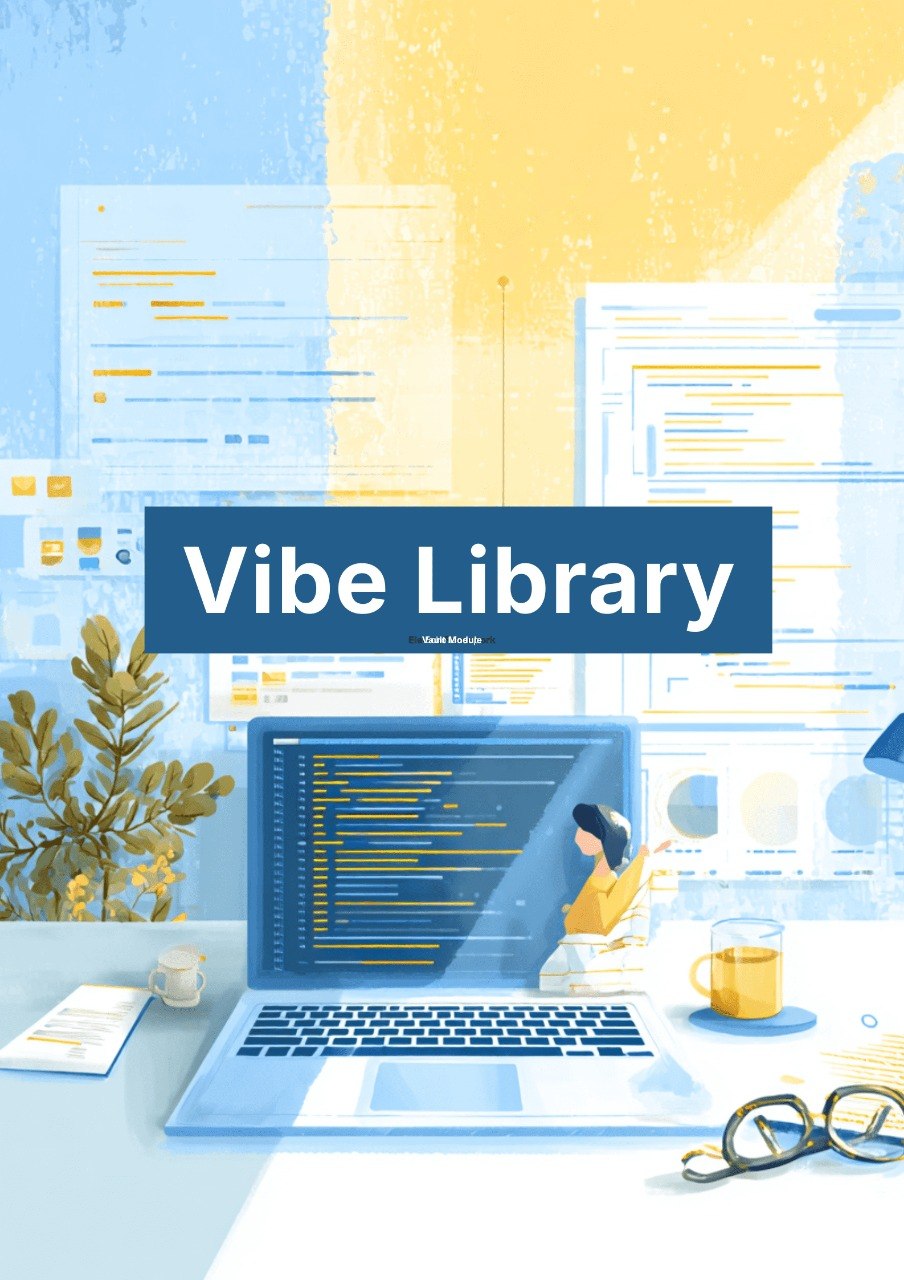 Vibe Library book cover with a laptop, coffee cup, and plant on a desk